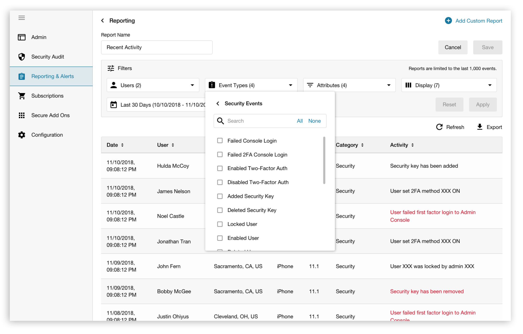 Recent Activity Report
