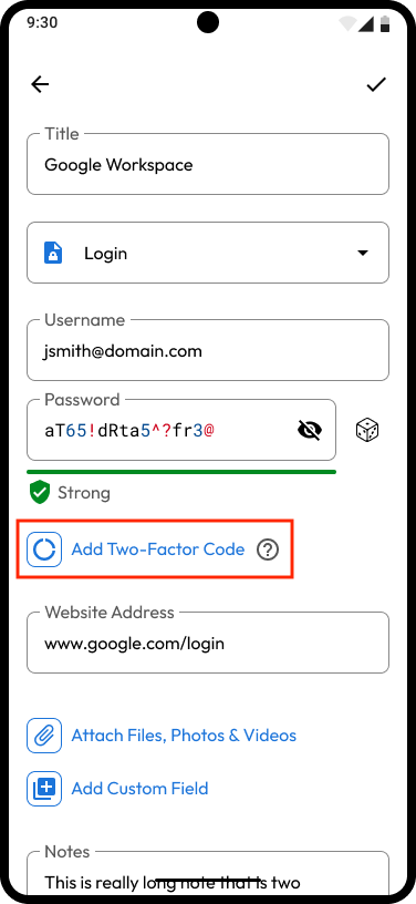Add Two-Factor Code